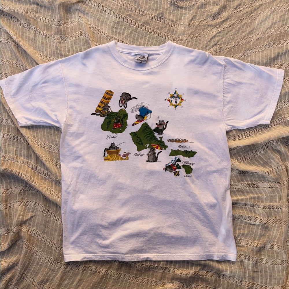Vintage 90s Kliban Cat Hawaii Graphic T-Shirt Made in USA L